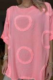 Made in Italy Sa Caleta Circle Classic Boyfriend Top Washed Popsicle Pink